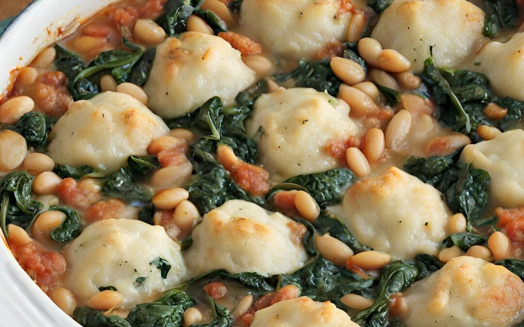 One Pan Vegetable Casserole with Dumplings