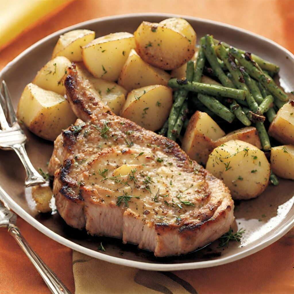Roasted Herbed Porkchops And Potatoes