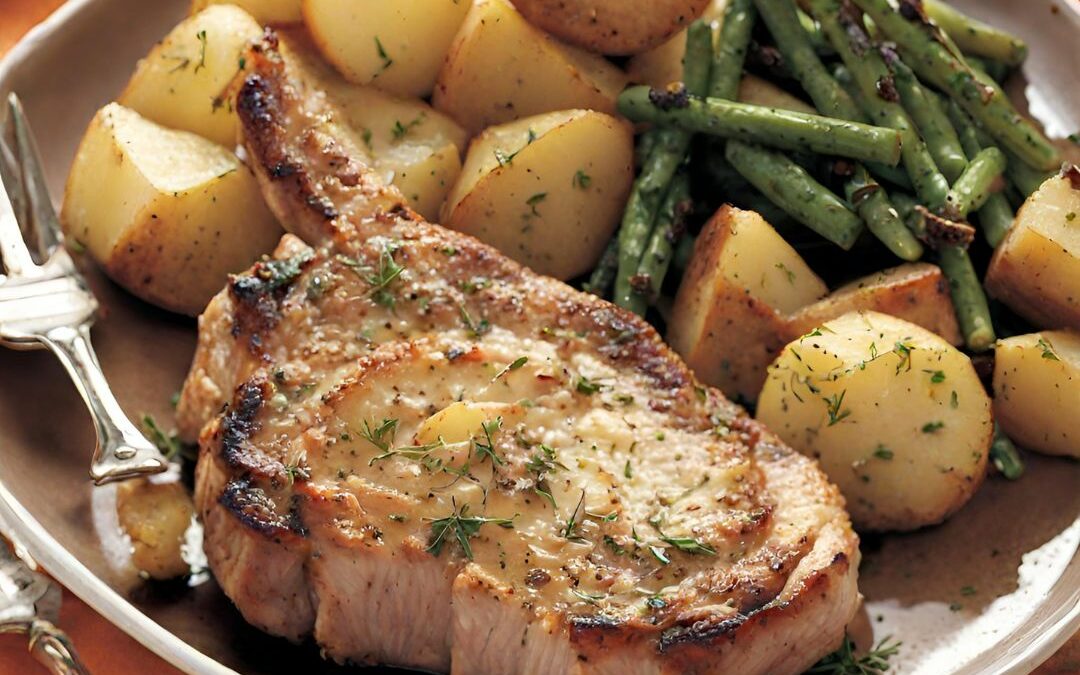 Roasted Herbed Porkchops and Potatoes