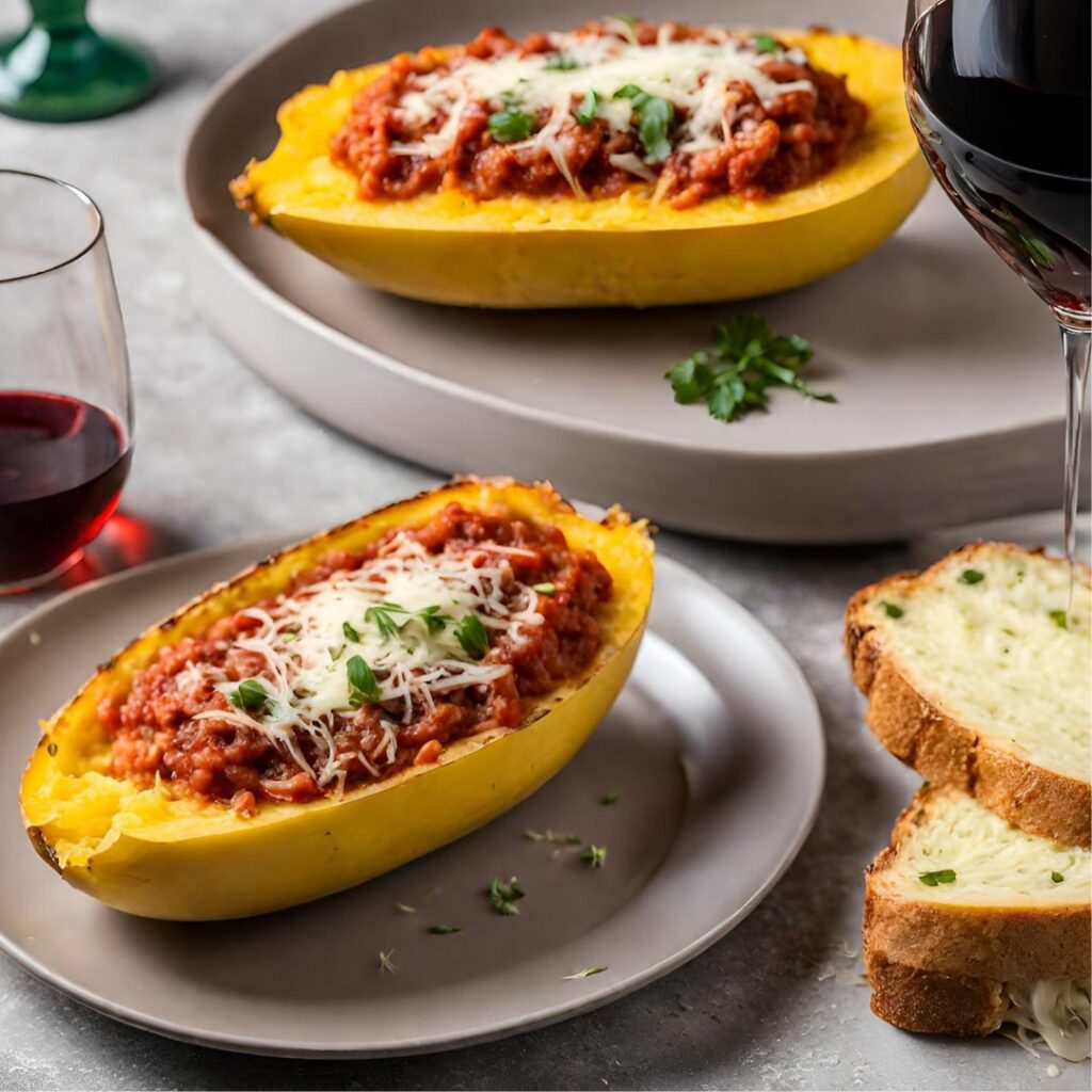 Spaghetti Squash Marinara Boats