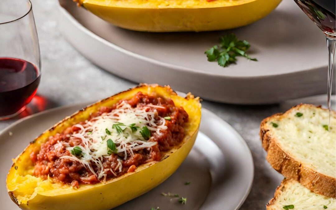 Spaghetti Squash Marinara Boats