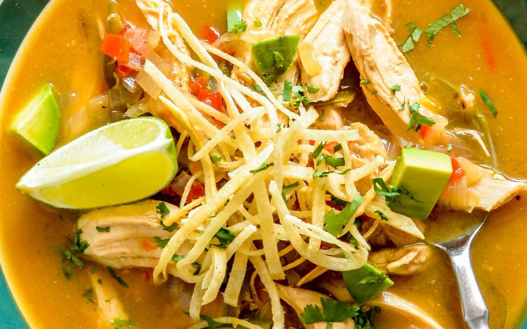 Slow Cooker Sopa Azteca (Chicken Tortilla Soup)