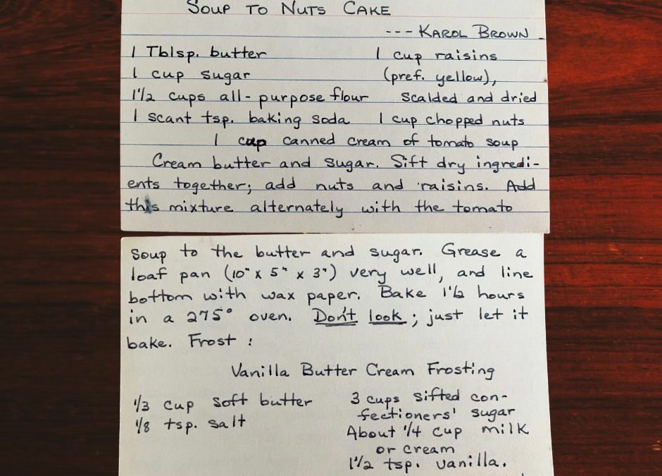 Karol’s Soup To Nuts Cake with Vanilla Butter Cream Frosting