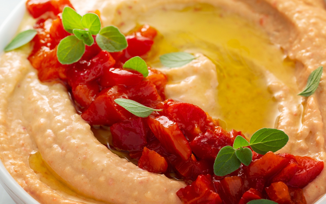 Lebanese Spiced Sweet Roasted Red Pepper & Feta Hummus