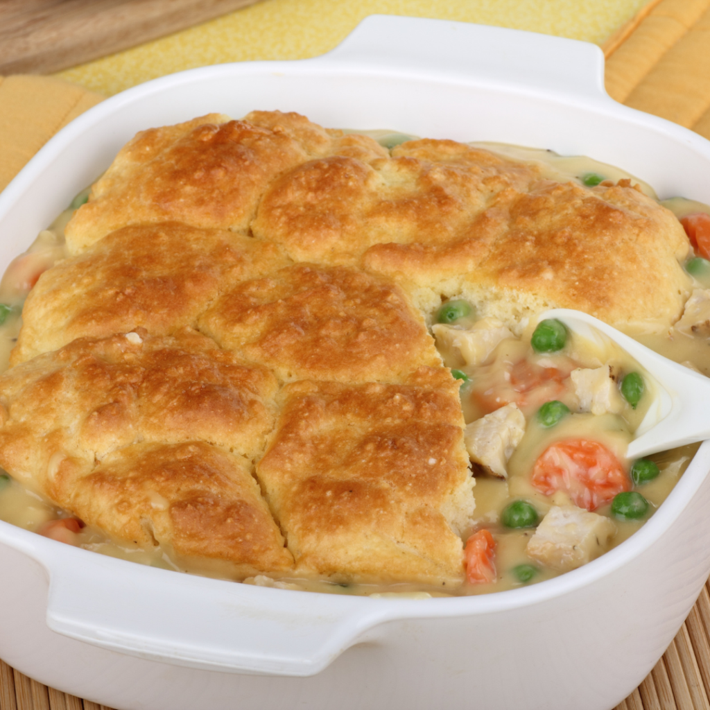 Leftover Turkey Pot Pie With Biscuit Topping