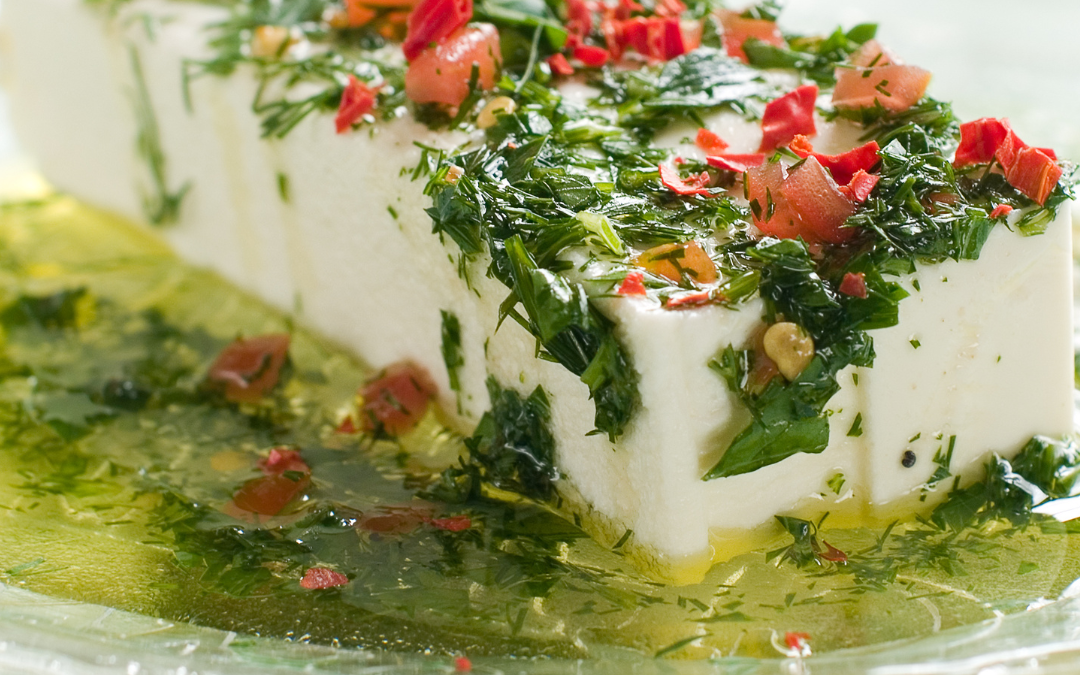 Liza’s Roasted Garlic Herb Marinated Cheese Appetizer
