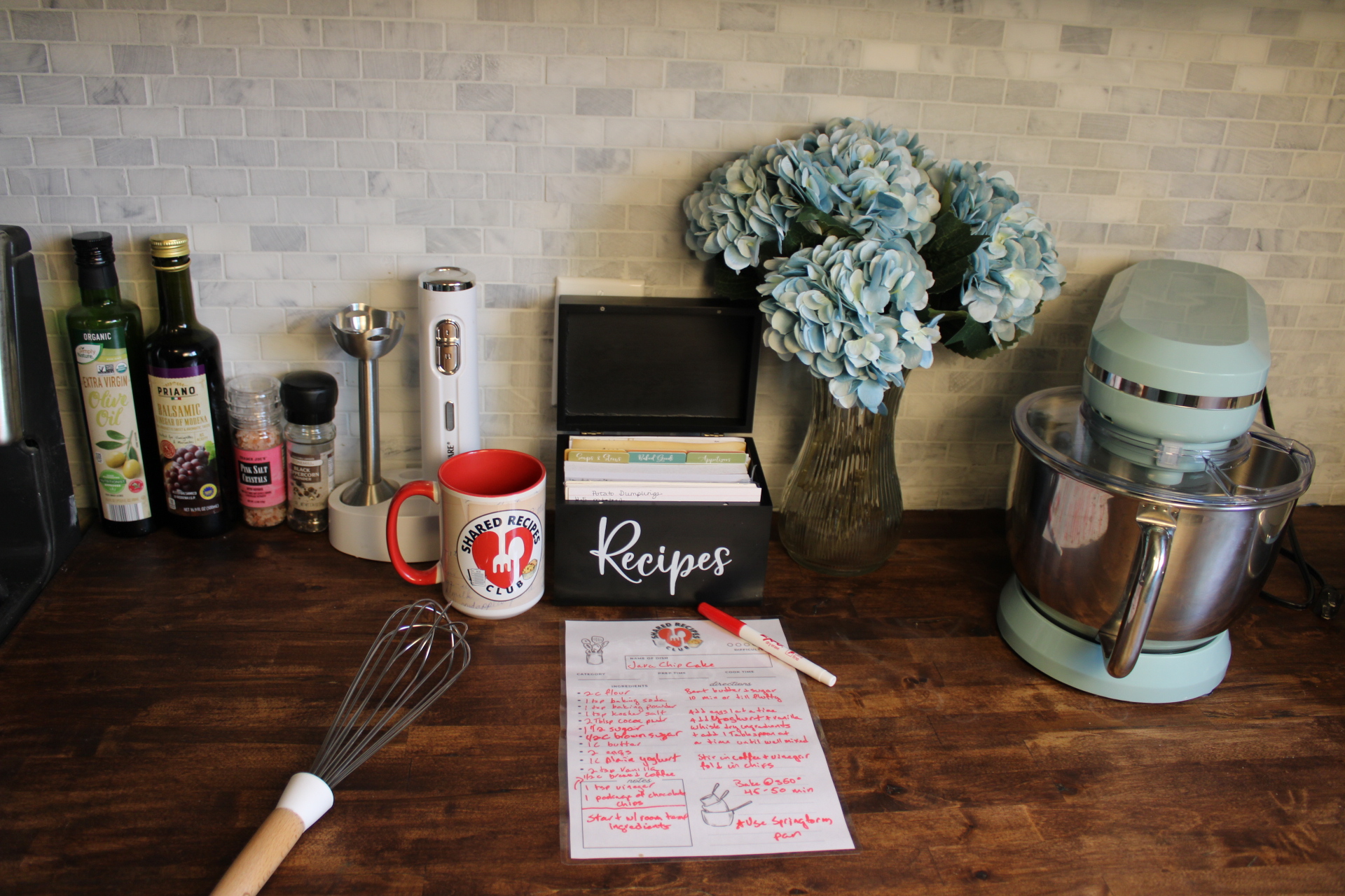 Liza's recipe box filled with saved recipes